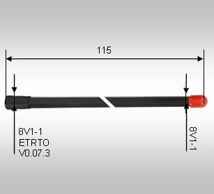 EXL-115, Starre Ventilverlängerung aus Kunststoff ohne Stützrohr<br />Gesamtlänge 115mm