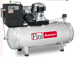 Kolbenkompressor Fini BK 120-500F-7,5 A.P., auf 500l Druckbehälter, 2 Zylinder, 2-stufig, 15bar, liegend