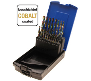 Spiralbohrer-Satz | HSS | cobalt-beschichtet | 1 - 10 mm | 19-tlg.