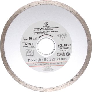 Vollrand-Trennscheibe für Trockenschnitt | Bohrungs-Ø 22,2 mm | Ø 115 mm
